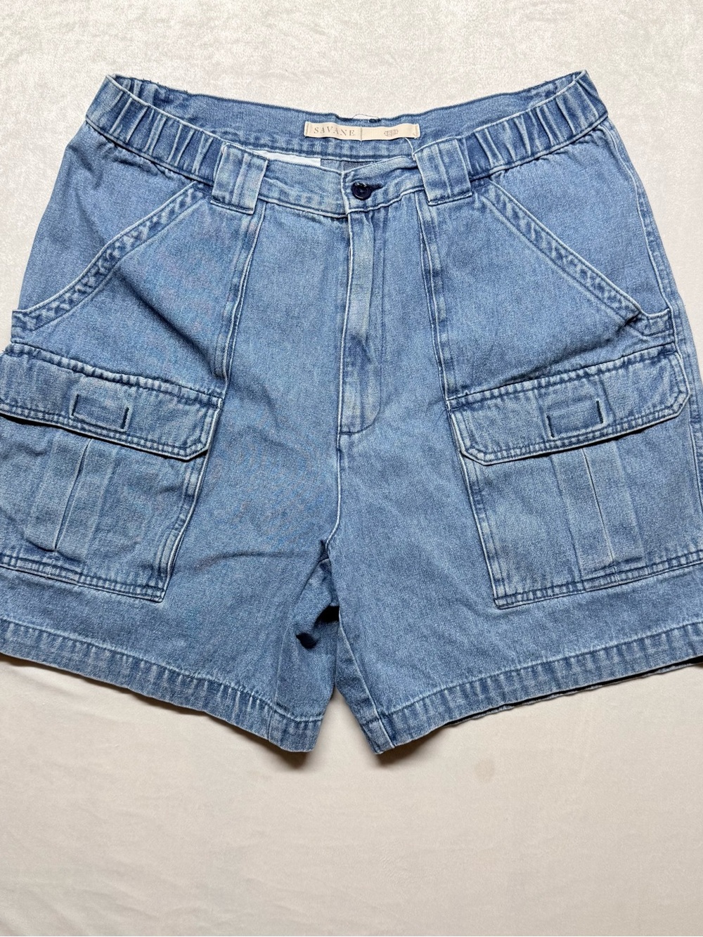 Savane Light Blue Denim Shorts with Label